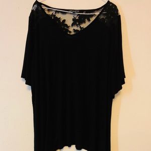 Size 3X Cable & Gauge Black and Lace Shirt